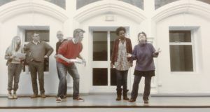 The cast of Puss in Boots in rehearsal